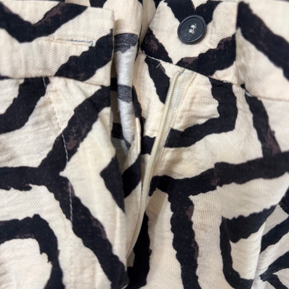 Sincerely Jules High Waist Wide Leg Pants Cream & Black Abstract Geometric Large - Picture 4 of 8